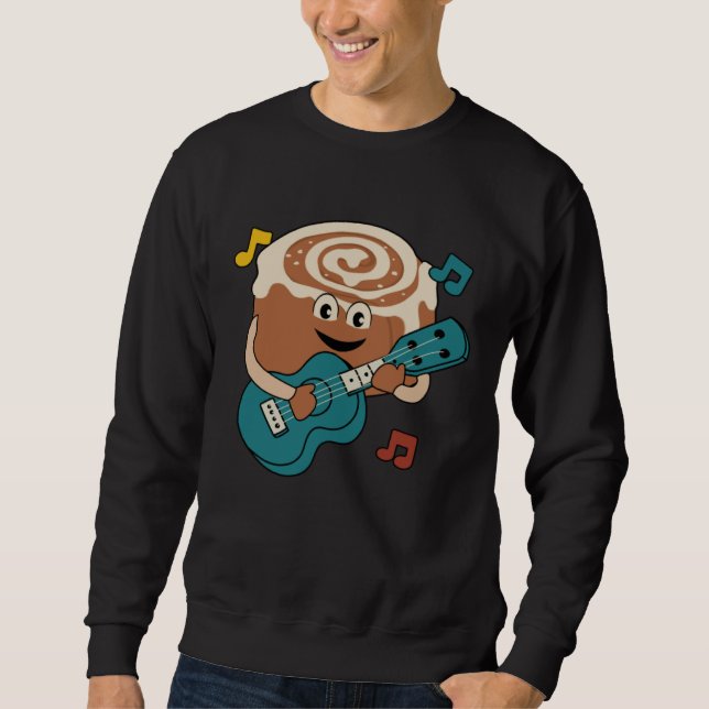 Cinnamon Roll Ukulele Player Musician Clef Sweatshirt (Vorderseite)