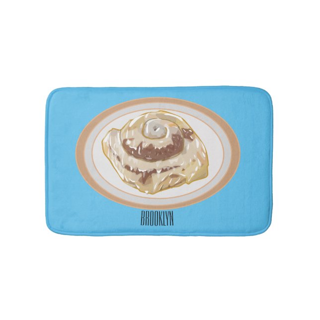 Cinnamon Rolle Cartoon Illustration Badematte (Vorderseite)
