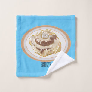 Cinnamon Rolle Cartoon Illustration Badhandtuch Set