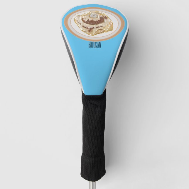 Cinnamon Rolle Cartoon Illustration Golf Headcover (Vorderseite)