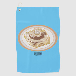 Cinnamon Rolle Cartoon Illustration Golfhandtuch