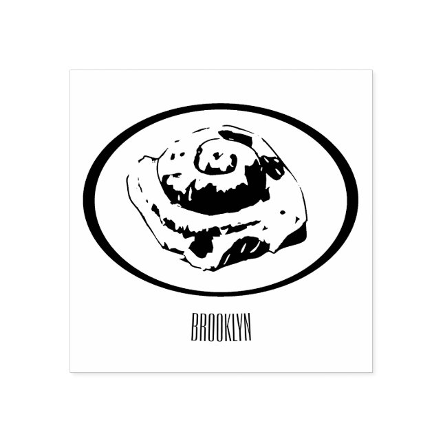 Cinnamon Rolle Cartoon Illustration Gummistempel (Prägung)
