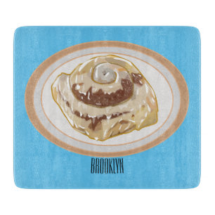 Cinnamon Rolle Cartoon Illustration Schneidebrett