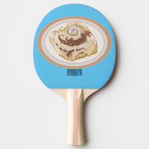 Cinnamon Rolle Cartoon Illustration Tischtennis Schläger