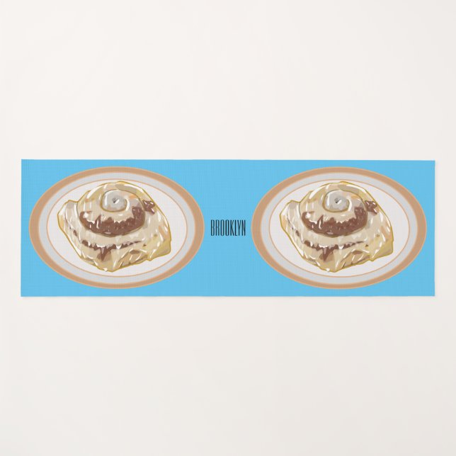 Cinnamon Rolle Cartoon Illustration Yogamatte (Vorderseite (Horizontal))