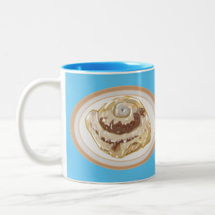 Cinnamon Rolle Cartoon Illustration Zweifarbige Tasse