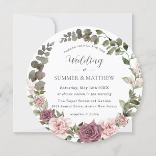 Cinnamon Rose Blush Blumengrün Boho Wedding Einladung