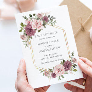 Cinnamon Rose Blush Blumengrün Boho Wedding Save The Date