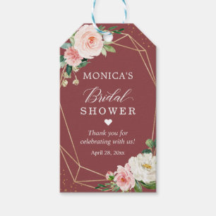 Cinnamon Rose Blush Floral Brautparty Gefallen Geschenkanhänger
