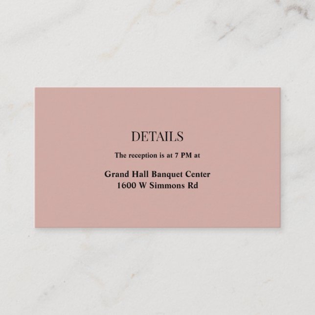 Cinnamon-Rose-Hochzeitskarte Begleitkarte (Vorderseite)