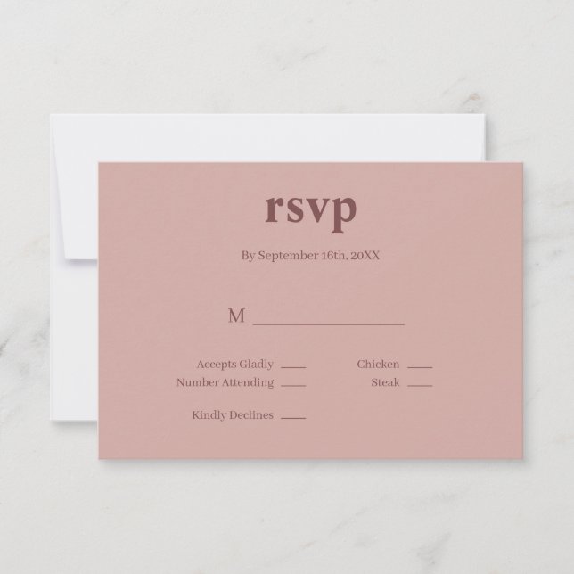 Cinnamon Rose Moderne Art Wedding RSVP Card (Vorderseite)