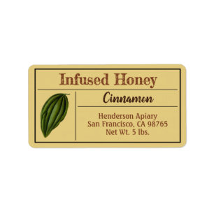 Cinnamon Spice Amber Gold infundierte Honey Jar Adressaufkleber