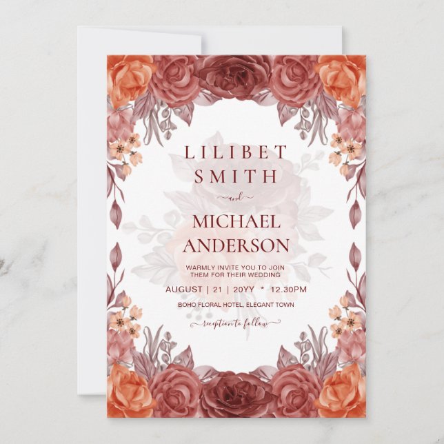 Cinnamon Terracotta FALL Floral Botanische WEDD (Vorderseite)