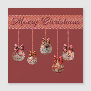 Cinq belles boules de Noël Carte magnétique
