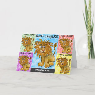 Cinq Cartes de remerciements de lions caricaturaux