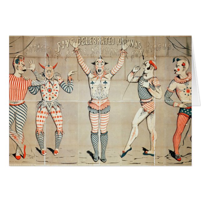 Cinq clowns célèbres attachés aux sables (Devant horizontal)