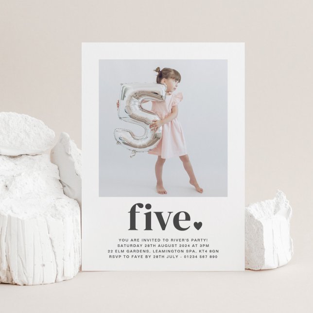 Cinq Coeurs - Photo Carré Invitation Anniversaire (Créateur téléchargé)