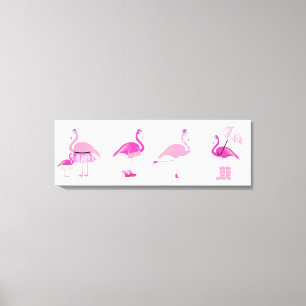 Cinq Flamants roses roses - toile enveloppée