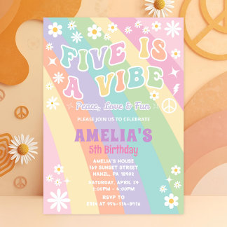 Cinq Invitation d'anniversaire | Carte de fête Gro