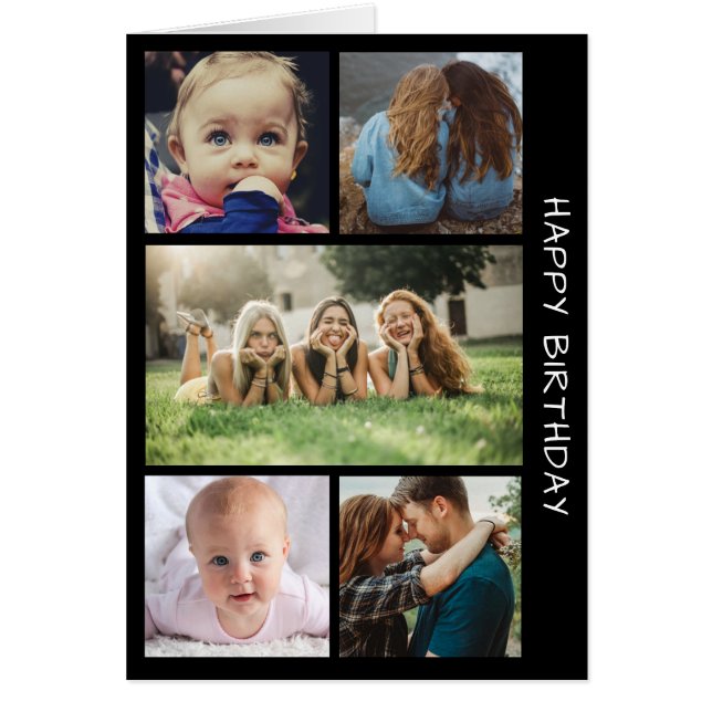 Cinq photos Collage Anniversaire Carte Anniversair (Devant)