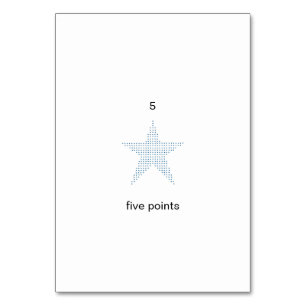 Cinq points, sur les cartes flashcards de numéro p