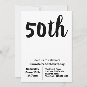 CINQUANTE 50E ANNIVERSAIRE SIMPLE INVITATION DE FÊ