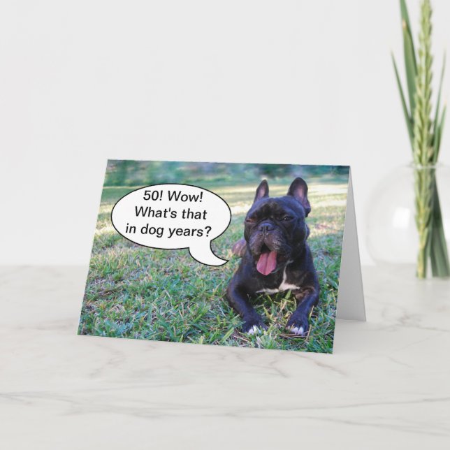 cinquantième Carte de bouledogue français d'années (Devant)