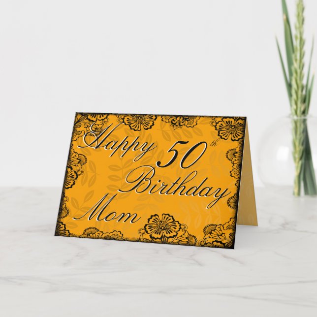 cinquantième Carte de joyeux anniversaire - floral (Devant)