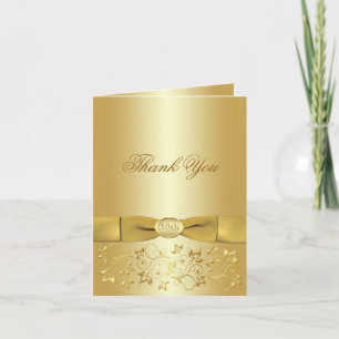 cinquantième Carte de remerciements floral d'or