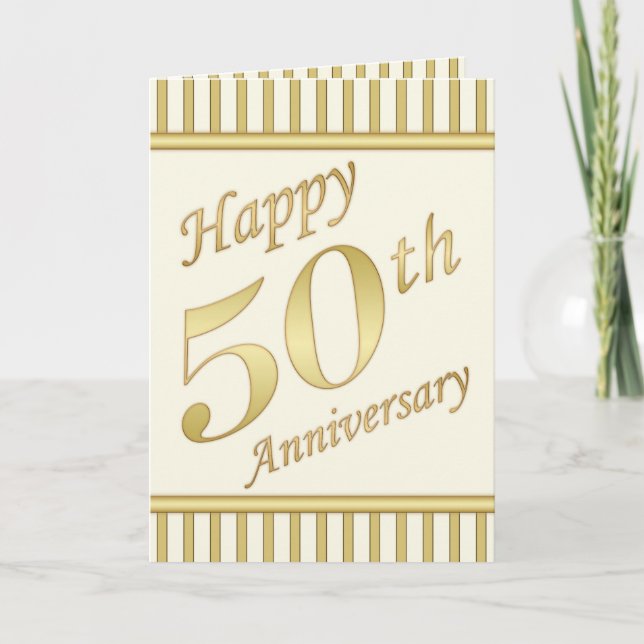 Cinquantième carte heureuse d'or d'anniversaire - (Devant)