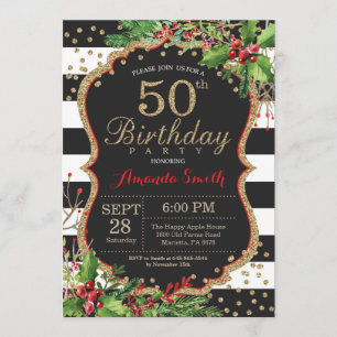 cinquantième Invitation d'anniversaire. Or noir