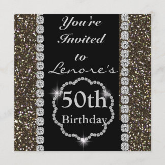 Cinquantième invitation PERSONNALISÉE BLING