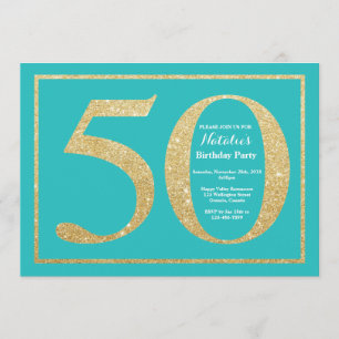 cinquantième Invitation Teal d'anniversaire et