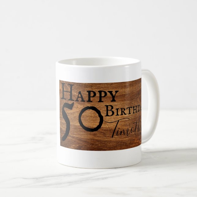 Cinquantième tasse personnalisée d'anniversaire (Devant droit)