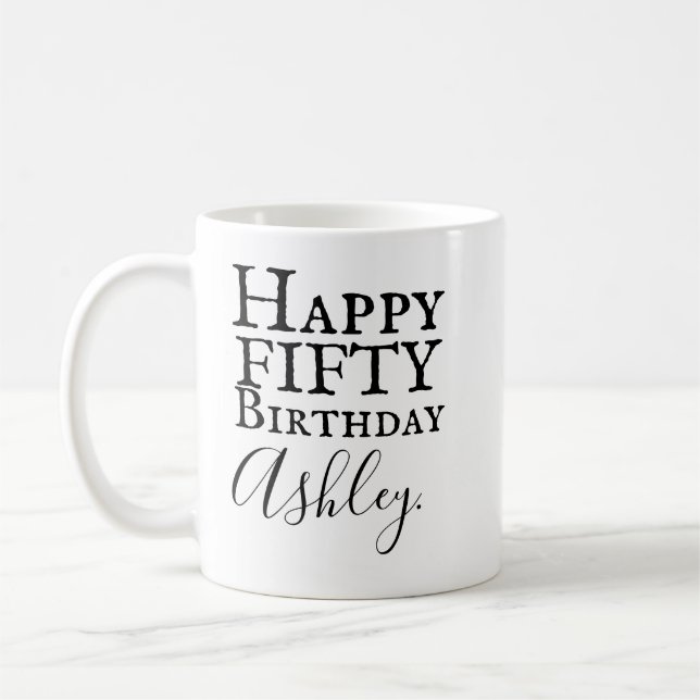 Cinquantième tasse personnalisée d'anniversaire (Gauche)