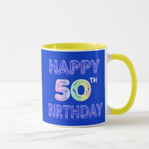 Cinquantième tasses heureuses de tasse et de
