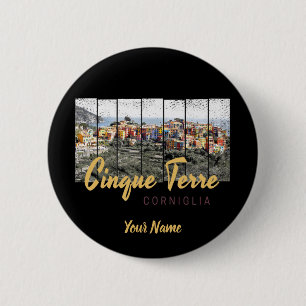 Cinque Terre Corniglio Riomaggiore Vintag Button