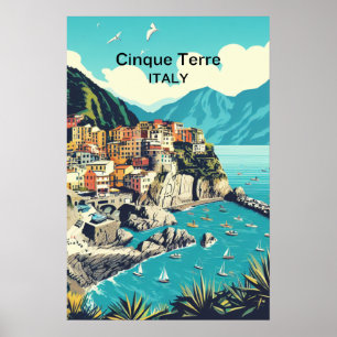 Cinque-Terre-Digitalposter - Küstenkunst Poster