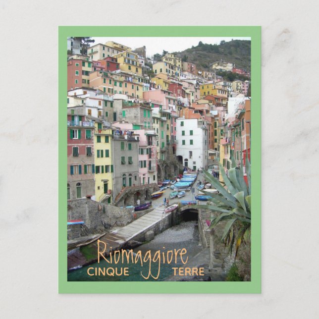 Cinque Terre (Hafen Riomaggiore) Postkarte (Vorderseite)
