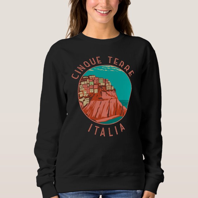 Cinque Terre Italien Distressed Circle Vintag Sweatshirt (Vorderseite)
