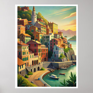 Cinque Terre Italien Reisen im Vintage-Stil Poster