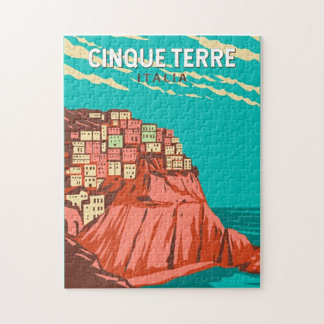 Cinque Terre Italien Reisen Vintag (Vertikal)