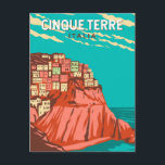 Cinque Terre Italien Reisen Vintag Postkarte<br><div class="desc">Cinque Terre Retro Reise Art Design. Cinque Terre ist eine Reihe von jahrhundertealten Küstendörfern an der zerklüfteten italienischen Riviera.</div>