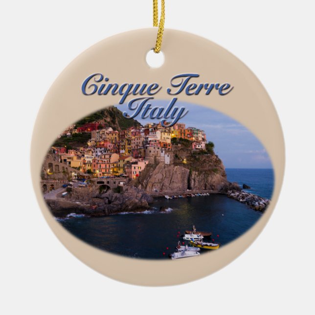 Cinque Terre, Italien: Romantischer Abend Keramik Ornament (Vorne)