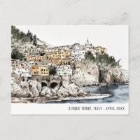 Cinque Terre, Italien Sea Watercolor Italienische