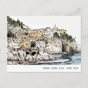 Cinque Terre, Italien Wasser Aquarell Italien Reis Postkarte
