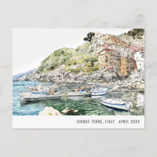 Cinque Terre, Italien Wasser Aquarell Italien Reis Postkarte