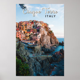 Cinque Terre Italien Wasserfarben Vintag Poster