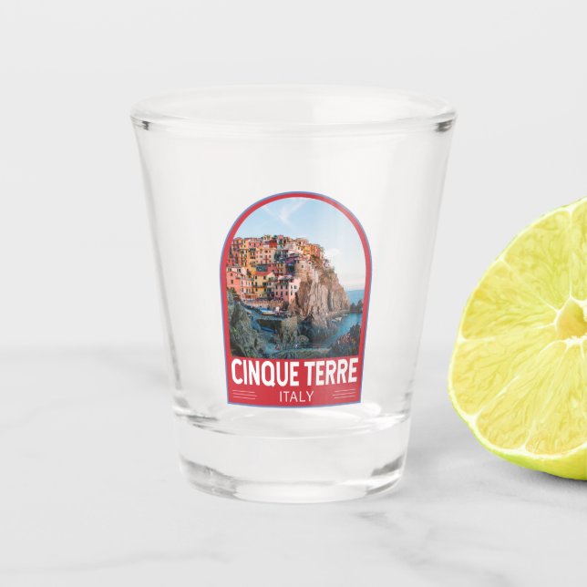 Cinque Terre Italien Wasserfarben Vintag Schnapsglas (Vorderseite)