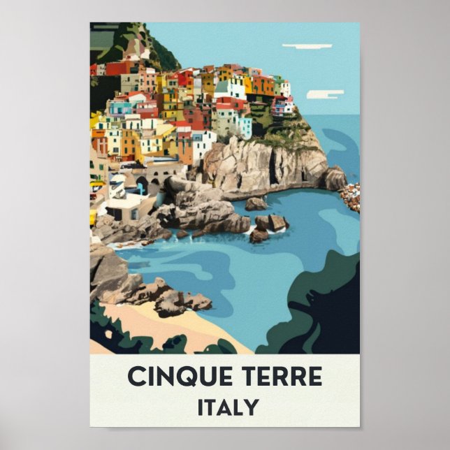 Cinque Terre Italy Vintage Travel, Poster (Vorne)